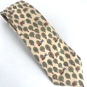 SDMA Men's Cream Green Patterned‎ Woven Pure Silk Classic Wide Necktie One Size